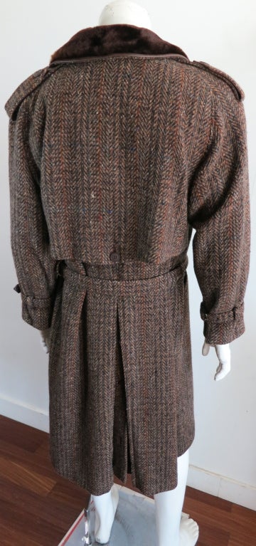 Vintage GUCCI Men's 1970's era herringbone tweed trench coat 5
