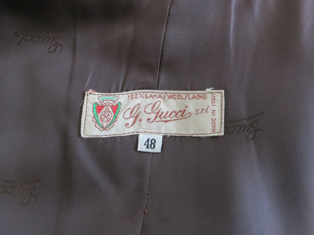 Vintage GUCCI Men's 1970's era herringbone tweed trench coat 6