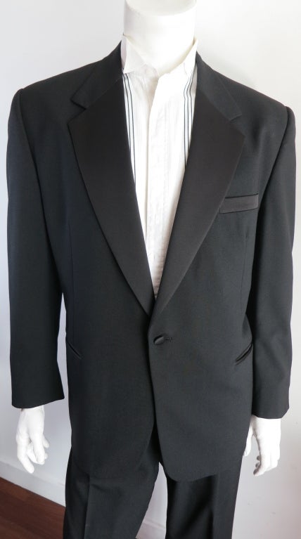 LANVIN PARIS Men's 1990's era black wool & silk tuxedo