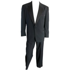 Used LANVIN PARIS Men's 1990's era black wool & silk tuxedo