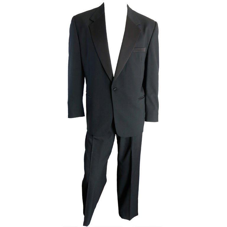 LANVIN PARIS Men's 1990's era black wool and silk tuxedo For Sale at ...