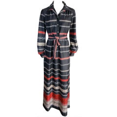Vintage LANVIN PARIS 1970's era geometric print dress