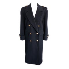 Vintage BURBERRY LONDON Navy wool & camel hair military coat