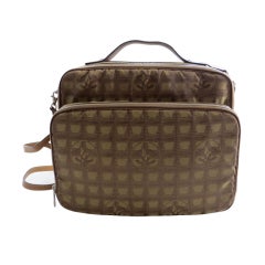 CHANEL PARIS 1990's era jacquard logo quilt fabric travel case