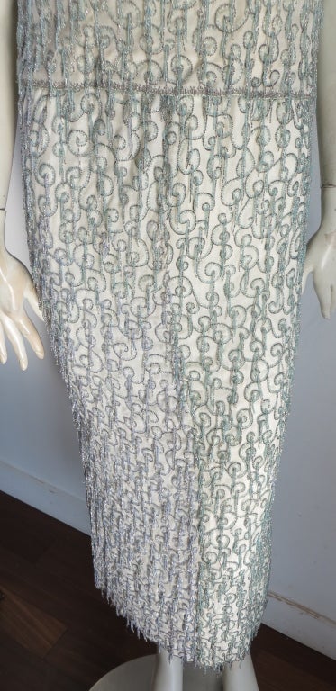 Vintage 1960's era hand beaded spiral fringe ensemble In Excellent Condition In Newport Beach, CA