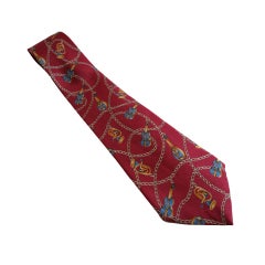 Retro CHANEL Men's 1980's musical chain silk tie