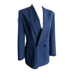 Vintage CHRISTIAN DIOR 1980's era dead stock shawl lapel blue blazer