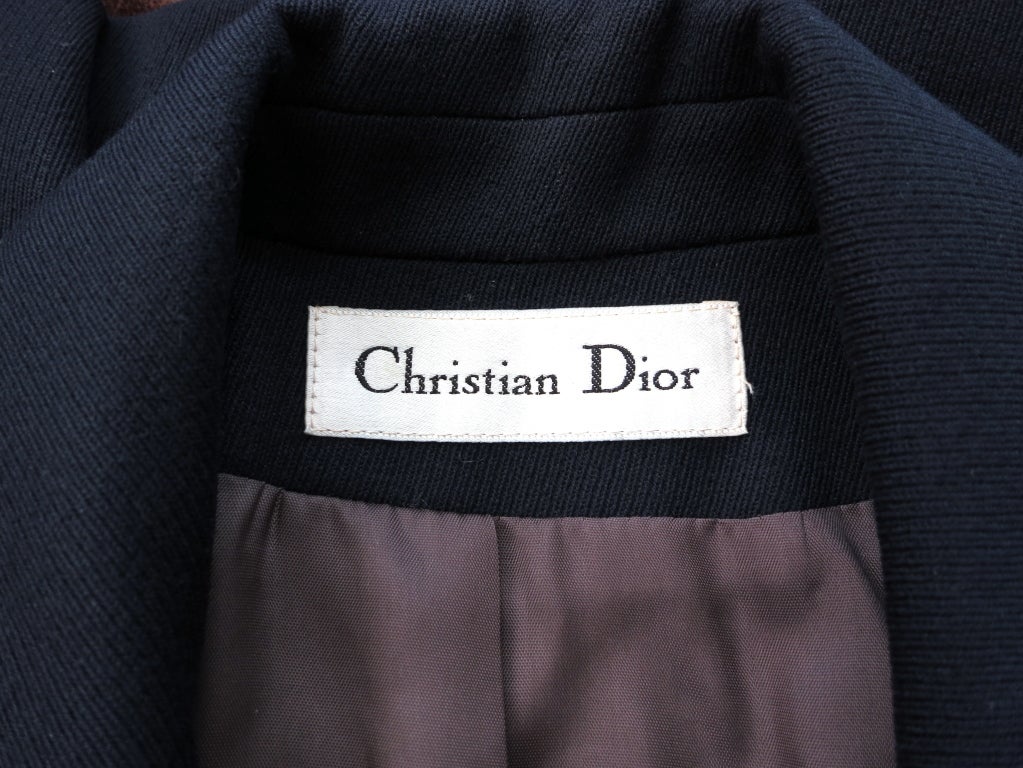 Vintage CHRISTIAN DIOR 1980's era navy wool logo button coat 5