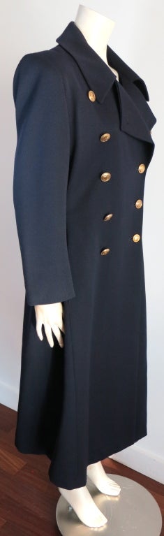 Vintage CHRISTIAN DIOR 1980's era navy wool logo button coat 2