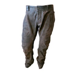 JOHN GALLIANO Dark brown goat skin leather pants for men