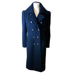 Vintage GIVENCHY 1970's dark navy wool coat