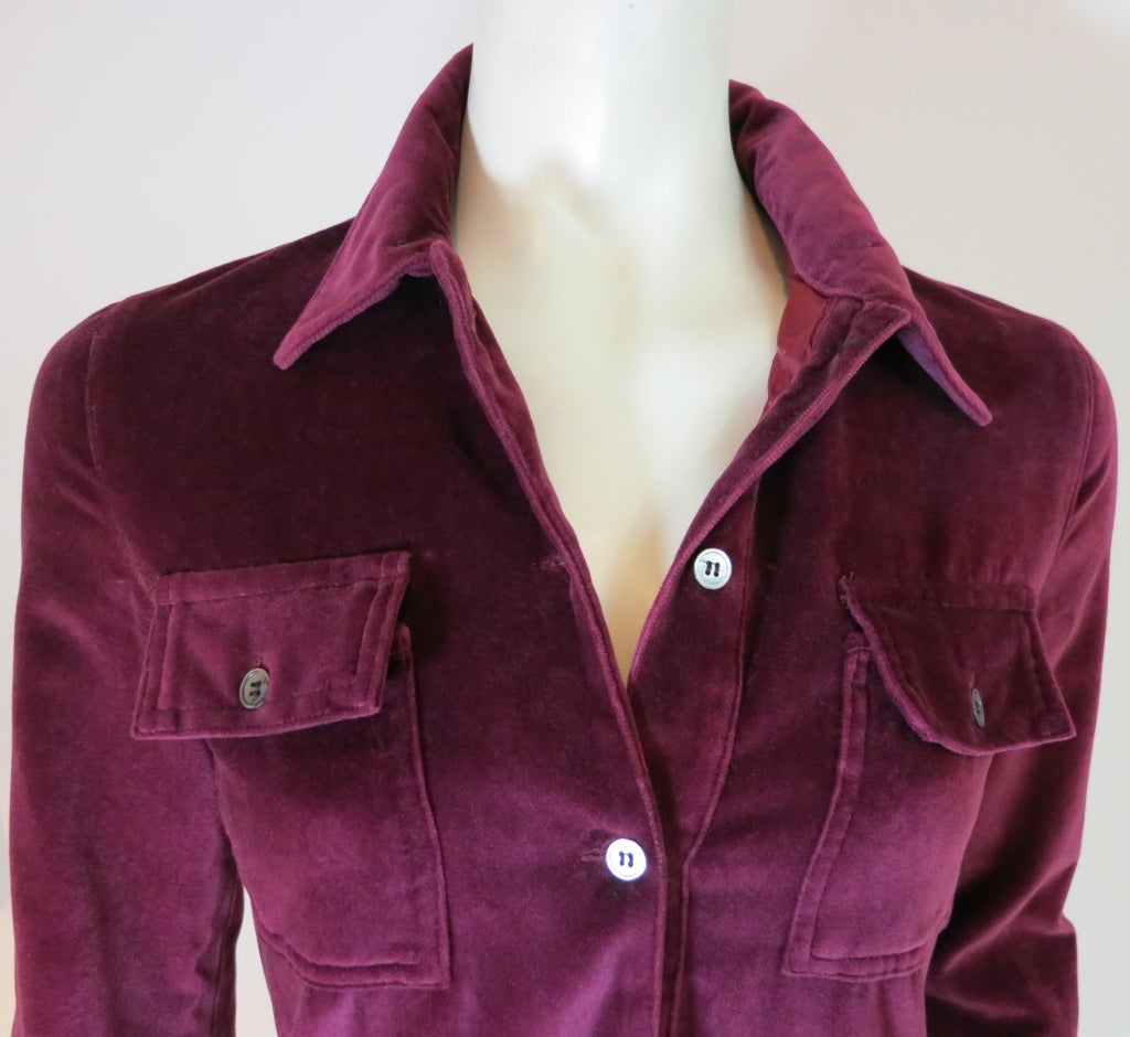 Women's Original HELMUT LANG 1997 velvet plum shirt dress