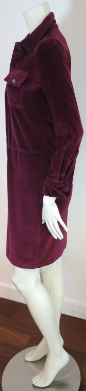 Original HELMUT LANG 1997 velvet plum shirt dress 2