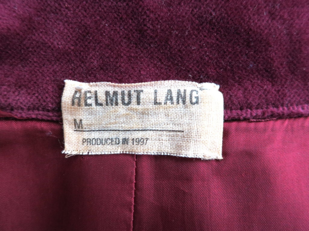 Original HELMUT LANG 1997 velvet plum shirt dress 4