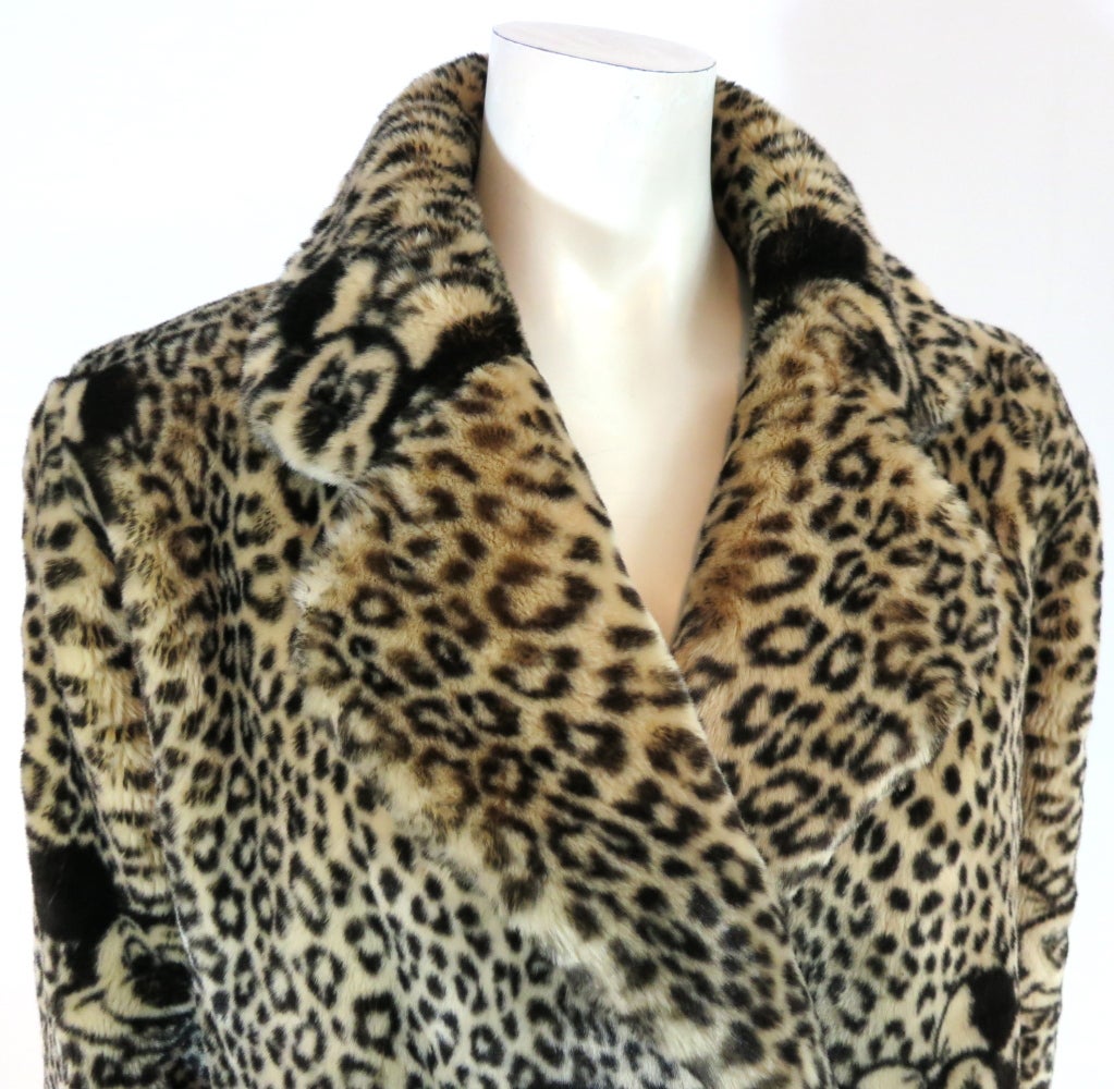 Women's 1992 Mini & Mickey Mouse cheetah print faux fur coat from France