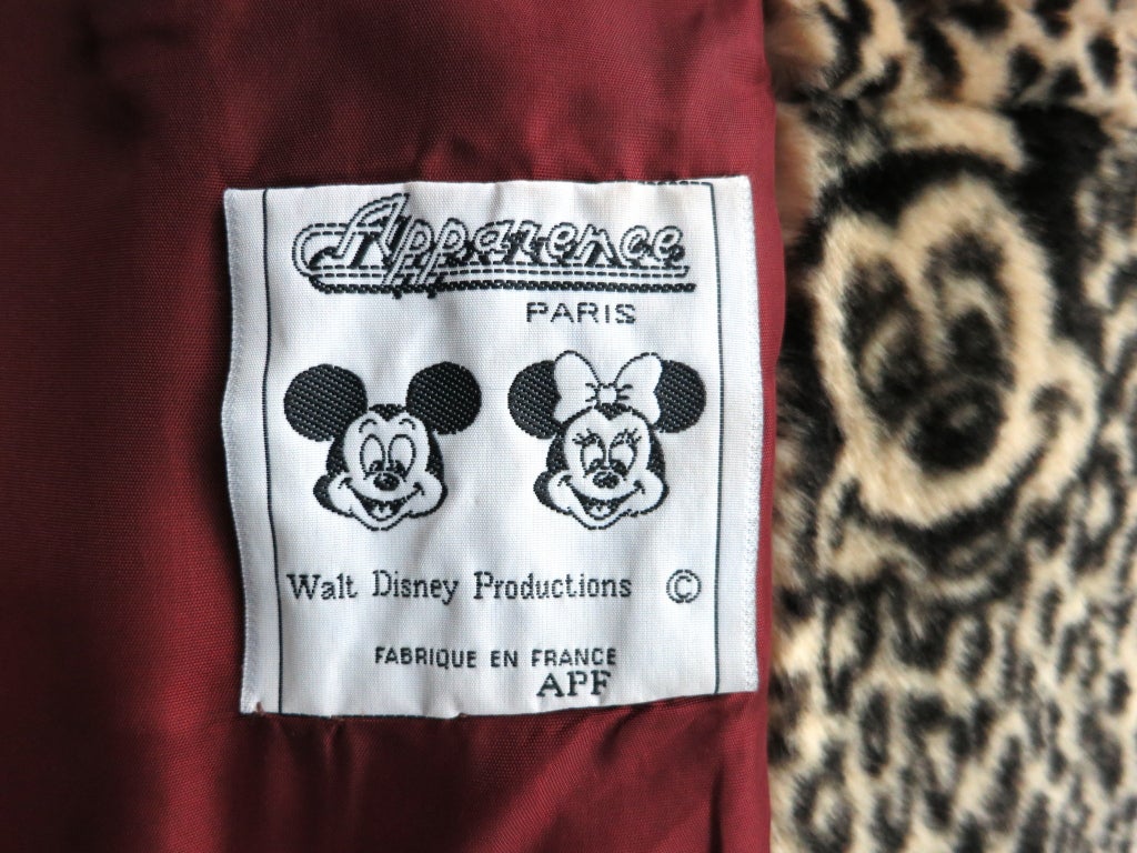 1992 Mini & Mickey Mouse cheetah print faux fur coat from France 4