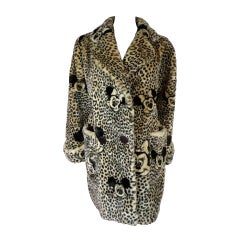 Vintage 1992 Mini & Mickey Mouse cheetah print faux fur coat from France