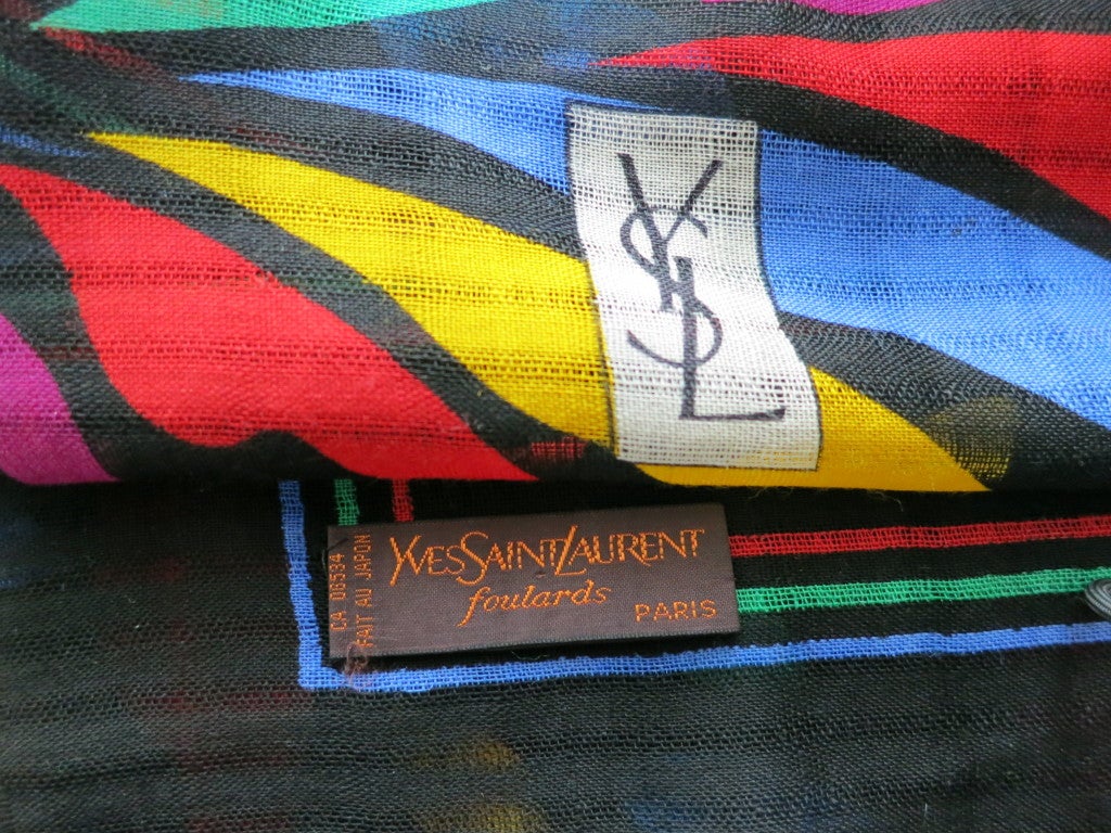 Women's Vintage YSL YVES SAINT LAURENT 1970's Colorful foulard scarf 38