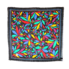 Vintage YSL YVES SAINT LAURENT 1970's Colorful foulard scarf 38"