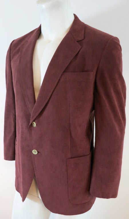Brown Vintage HALSTON 1970's era Men's Halsuede burgundy blazer For Sale