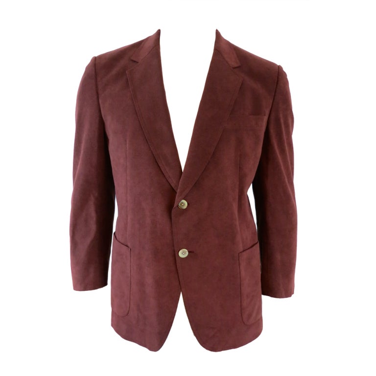 Vintage HALSTON 1970's era Men's Halsuede burgundy blazer For Sale