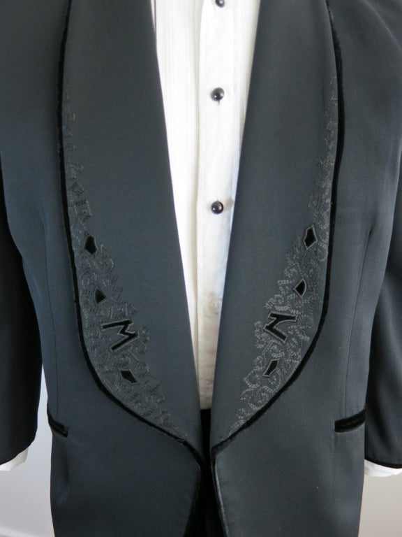 Vintage MATSUDA JAPAN 1980 Men's velvet applique tuxedo suit 1
