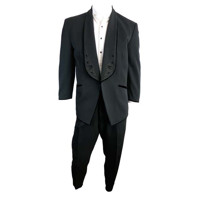 Vintage MATSUDA JAPAN 1980 Men's velvet applique tuxedo suit at 1stDibs
