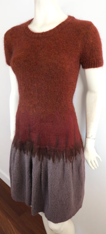 NINA RICCI by Olivier Theyskens needle punch ombré sweater dress In Good Condition For Sale In Newport Beach, CA
