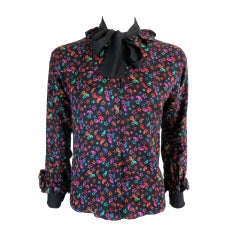 Vintage ZANDRA RHODES LONDON 1970's paisley & stars silk blouse