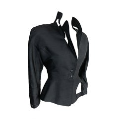 THIERRY MUGLER 1980
s era Shantung silk cut out detail jacket THIERRY MUGLER 1980
s era Shantung silk cut out detail jacket