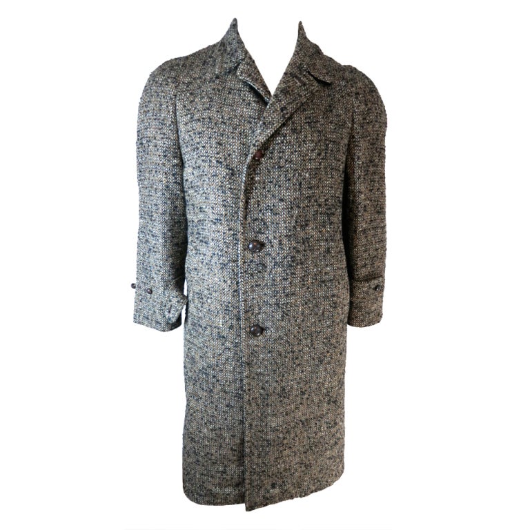 Vintage BRIARGLEN CHEVIOT men's herringbone tweed coat at 1stdibs