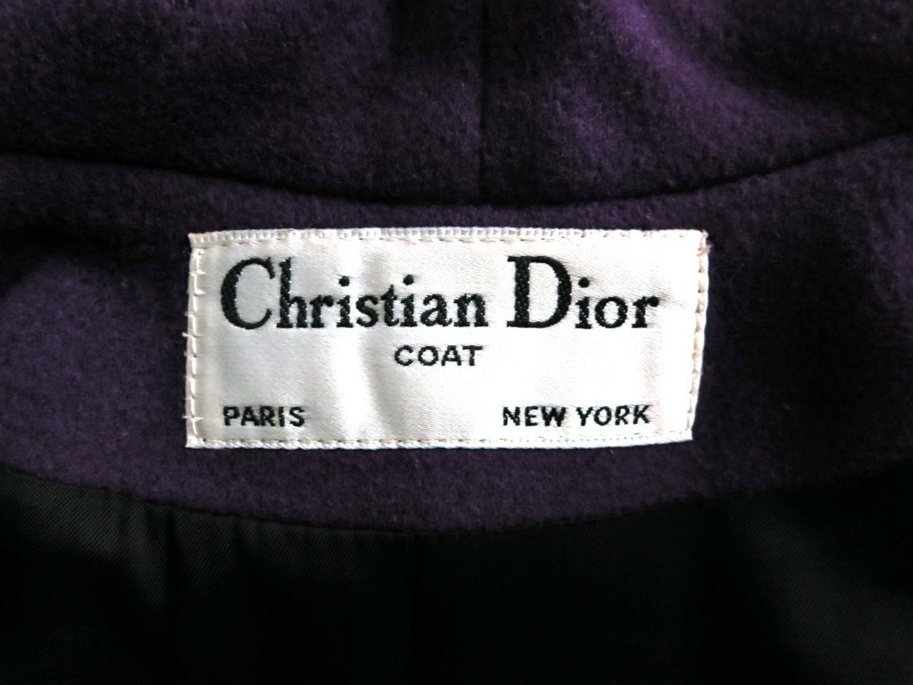 Women's Vintage CHRISTIAN DIOR 1970's era purple scarf coat
