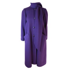 Vintage CHRISTIAN DIOR 1970's era purple scarf coat
