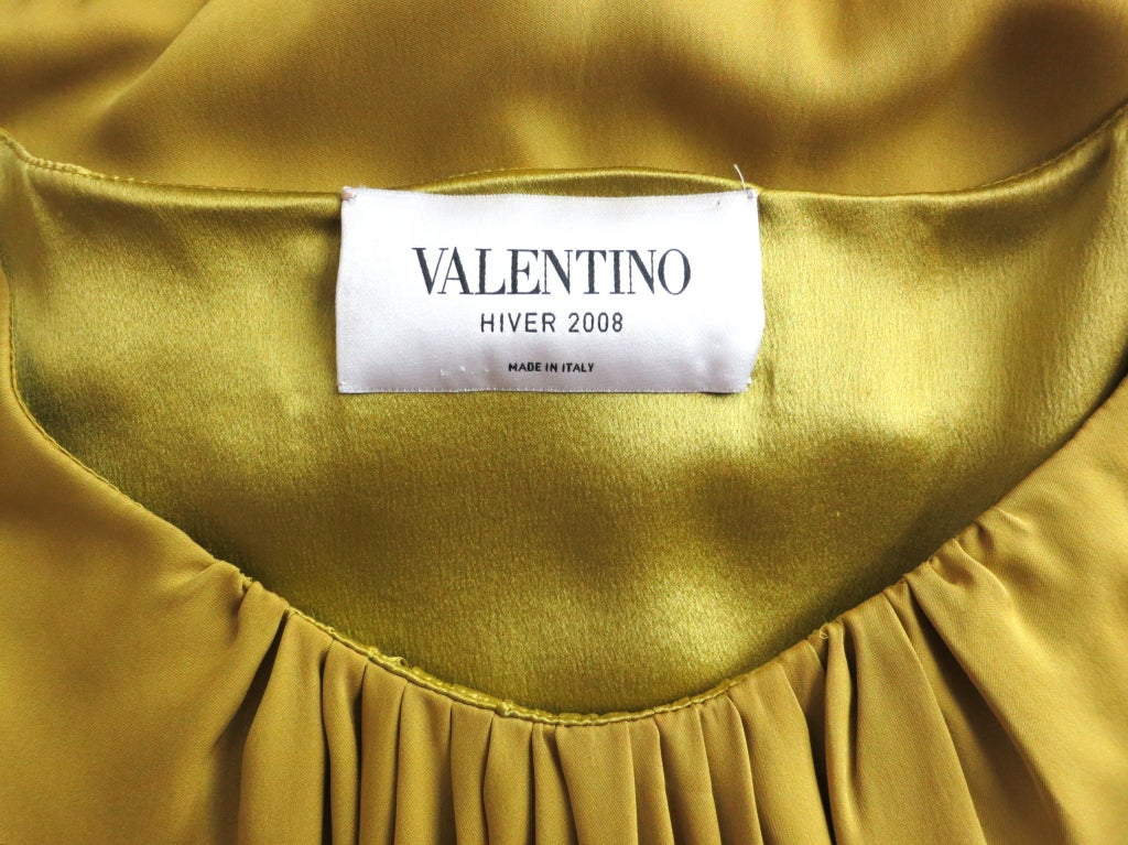 VALENTINO Chartreuse silk charmeuse dress 1