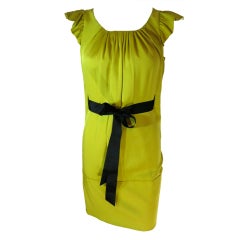 VALENTINO Chartreuse silk charmeuse dress