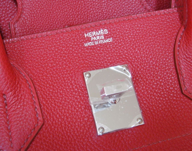 New HERMES PARIS 42cm Gaultier Rouge Garance Clemence Birkin Bag ...  