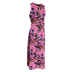 Vintage late 1960's era Dragon cloisonne inspired print dress