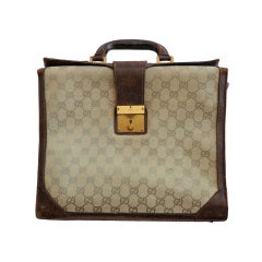 Retro GUCCI 1970 Monogram canvas & leather accordion briefcase