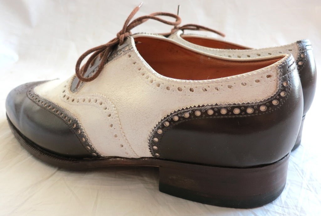 Vintage JOHN LOBB Men's bespoke brown & white spectator shoes 1