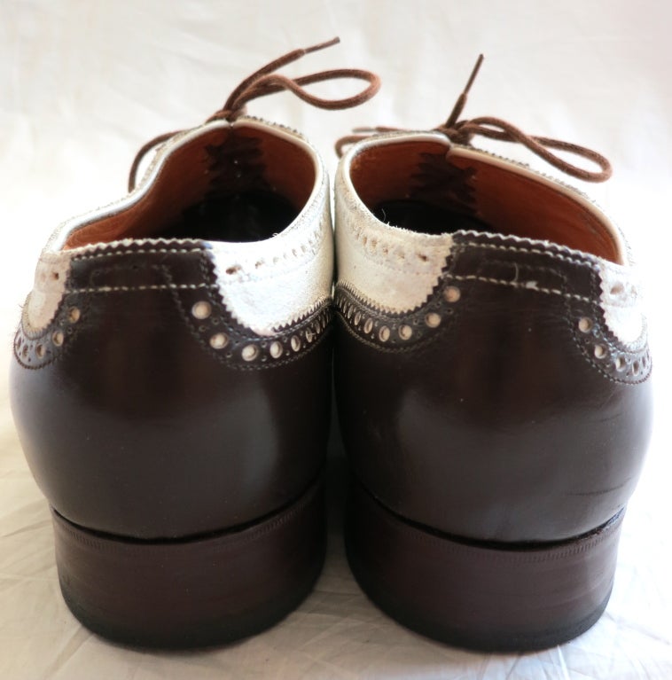 Vintage JOHN LOBB Men's bespoke brown & white spectator shoes 2