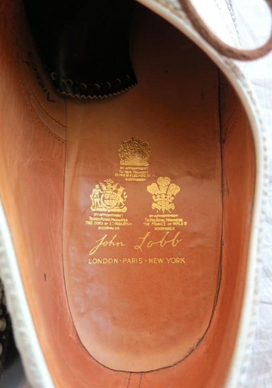 Vintage JOHN LOBB Men's bespoke brown & white spectator shoes 3