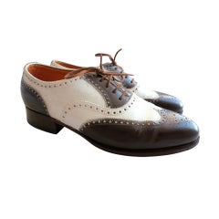 Vintage JOHN LOBB Men's bespoke brown & white spectator shoes