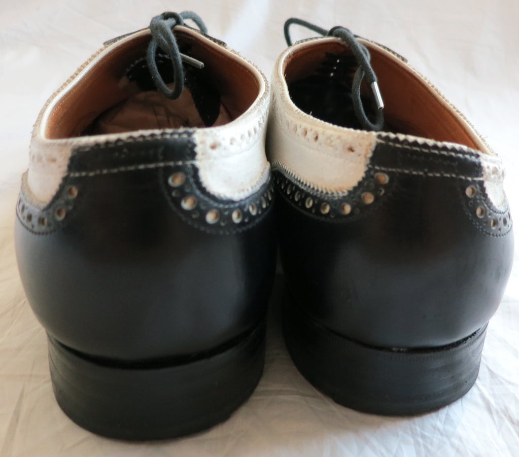 mens spectator shoes black white