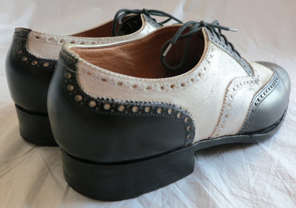 Vintage JOHN LOBB Men's bespoke black & white spectator shoes 1