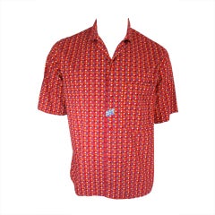 Vintage MISSONI Men's 1980 geometric print short sleeve shirt