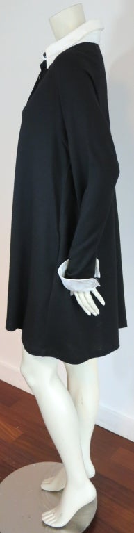 Women's GEOFFREY BEENE black & white trapeze shirt dress For Sale