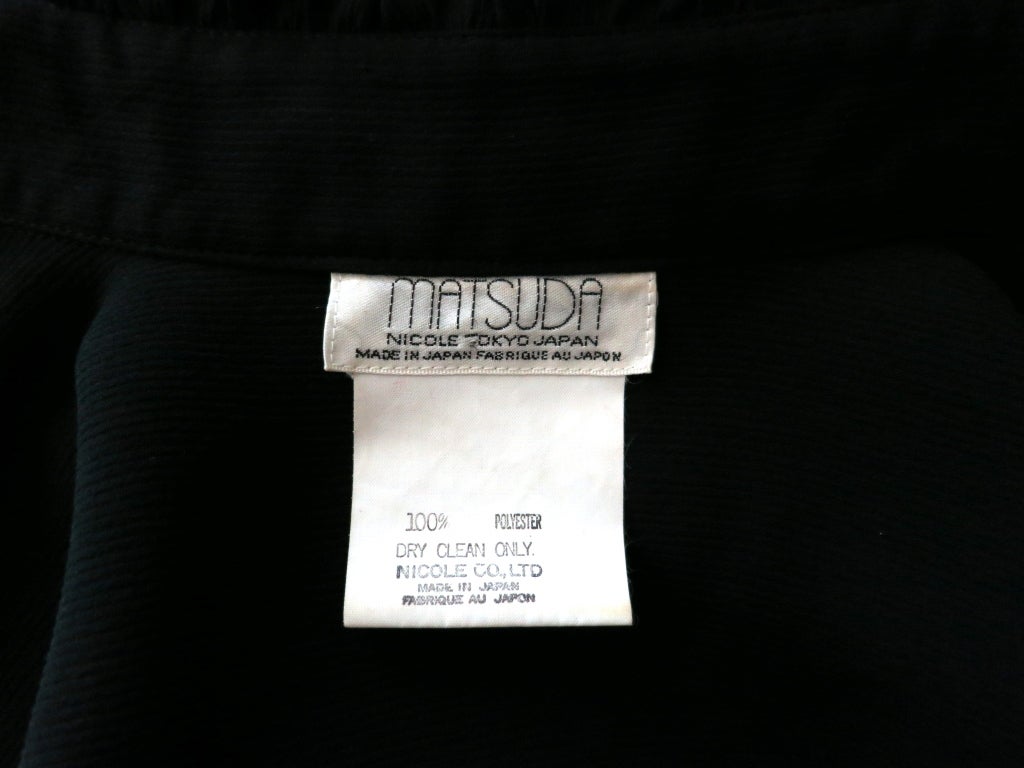 Vintage MATSUDA JAPAN 1980's ruche detail black crepe shirt For Sale at ...