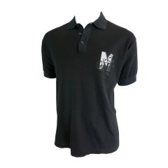 MATSUDA Nicole black knit polo top with sheer applique detail