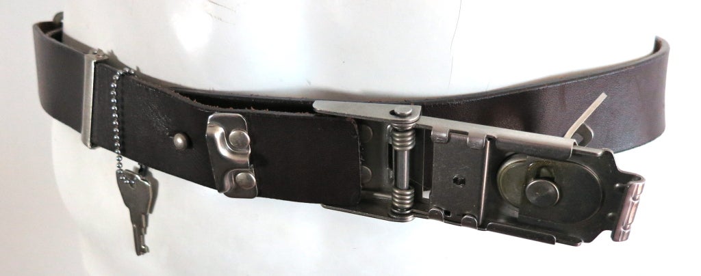 Vintage MATSUDA JAPAN leather steam punk lock and key belt For Sale 3