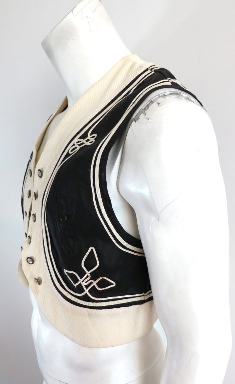 Women's or Men's Vintage MATSUDA JAPAN 1980's soutache detail cropped bolero vest